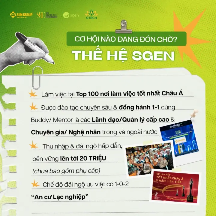 CTECH & SUN GROUP SGEN 2025 mang đến cho sinh viên CTECH cơ hội làm việc tại Top 100 nơi làm việc tốt nhất Châu Á