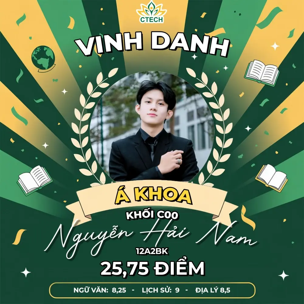 CTECH vinh danh Thủ khoa, Á khoa Kỳ thi Tốt nghiệp THPT 2025, khẳng định chất lượng đào tạo hệ THPT - Cao đẳng