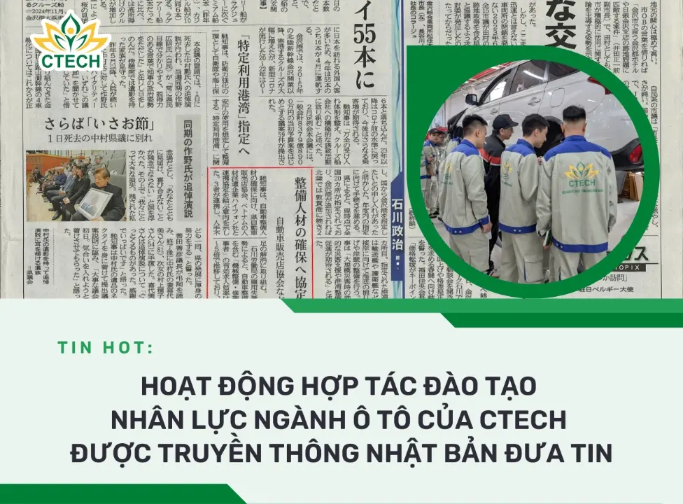 Hoạt động hợp tác đào tạo nhân lực ngành Ô tô của CTECH được truyền thông Nhật Bản đưa tin